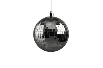 Obraz premium Large silver mirror ball suspended by thin cord
