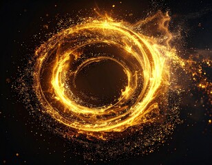 Obraz premium 無数の黄金粒子が銀河のように渦巻く高級感ある幻想背景素材