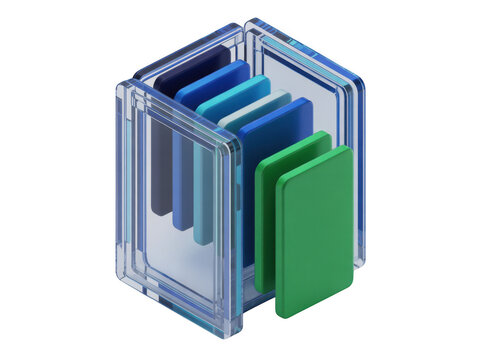 Abstract 3d cube icon with colorful vertical layers