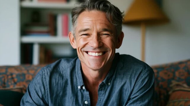 Middle aged man reading documents at home calm portrait of a mature man reviewing papers for personal finance background and editorial use