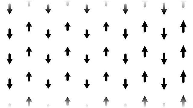 Abstract Arrow Gravity Flow Motion Background. Black and White Up Down Arrows Fade Loop Video