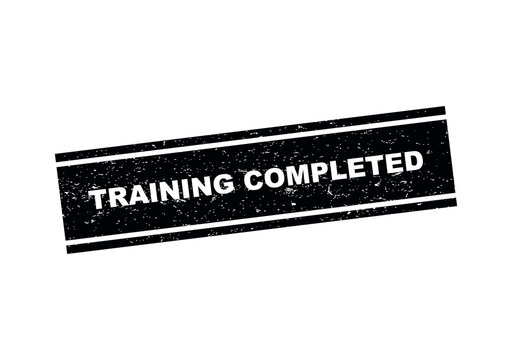 Black rubber ink stamp with the words training completed in a grunge style isolated on transparent background