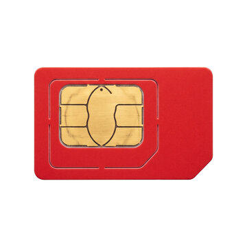 Red SIM Card Close-up, Mobile Phone Technology, Connectivity Concept