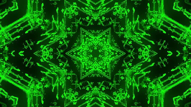 Green Cyber Fracture Kaleidoscope Abstract Geometric Seamless 4K VJ Loop
