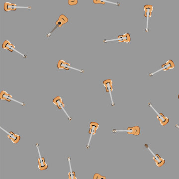 seamless pattern classic acoustic guitar cartoon. concert jazz, string classic acoustic guitar sign vector