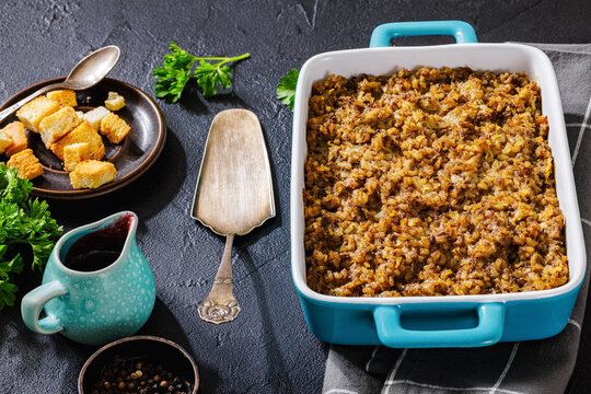 Classic American Midwest hamburger rice hot dish