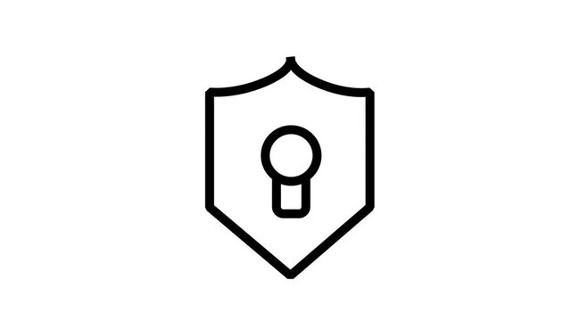 Shield Keyhole Cyber Security Line Icon. Animated line icon of a keyhole inside a protective shield, ideal for cybersecurity, privacy, and data protection projects.