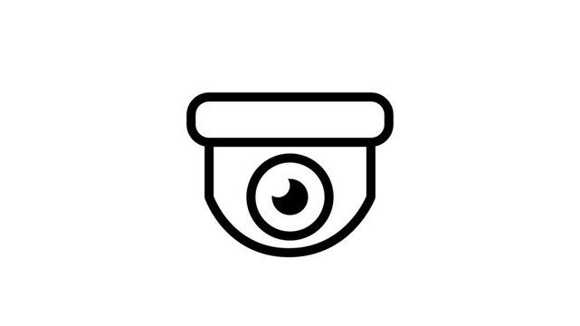 CCTV Security Surveillance Camera Line Icon. Animated line icon of a dome surveillance camera, perfect for smart home security, monitoring, and safety technology concepts.