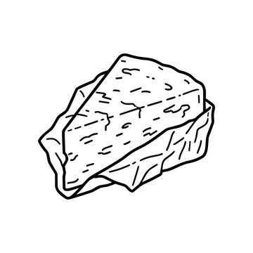 A drawing of a cheese block.