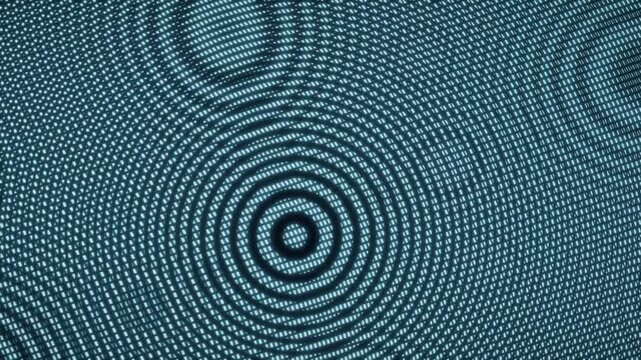 Moire Pattern Optical Interference Bands from Two Sliding Line Grids Seamless Loop in deep cyan tones