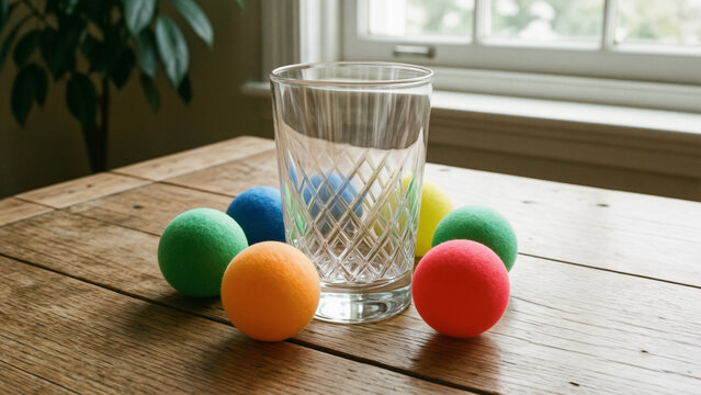 Glass with Colorful Balls