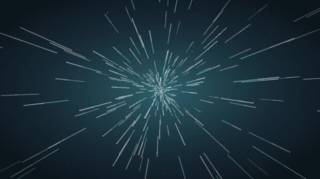 Warp speed hyperspace starfield flight seamless loop in cool teal tones
