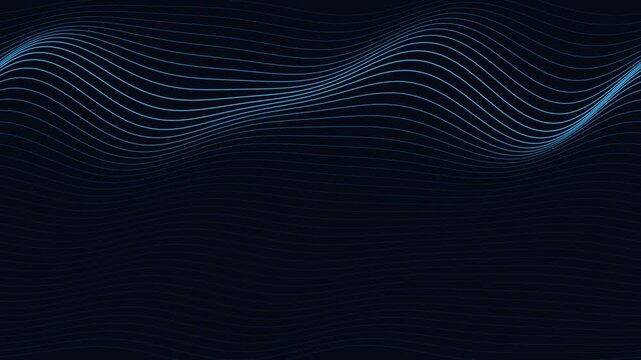 Topographic contour line waves abstract data background, minimal blue technology map lines, seamless loop 4K animation