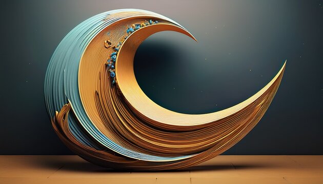 abstract crescent sculpture composition