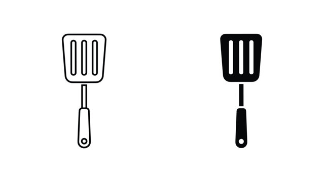 Kitchen spatula icon set in outline and solid vector design styles for professional cooking interface