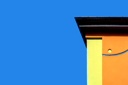 Building facade featuring vibrant colors and geometric architectural detail