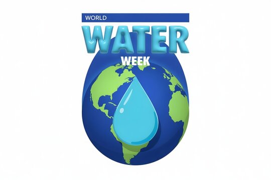 World water week environmental awareness poster with blue globe and drop icon