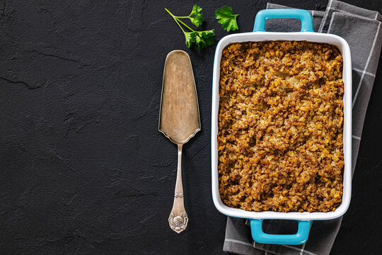 Classic American Midwest hamburger rice hot dish