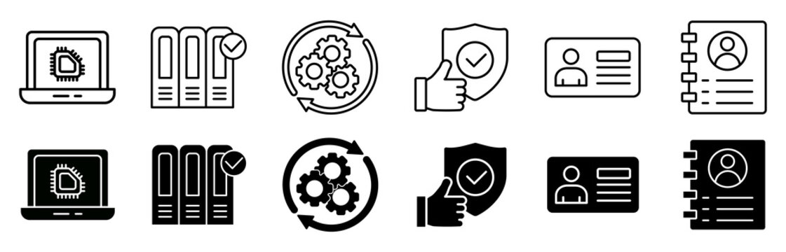 ISO27001 icon set. information security management system (ISMS) vector illustration concept