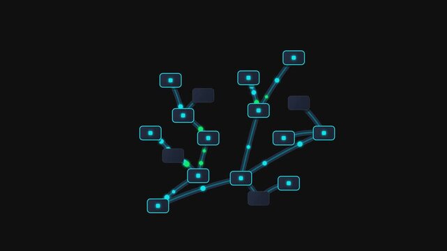 Cyan Neural Network Tree Seamless Motion Graphic Loop