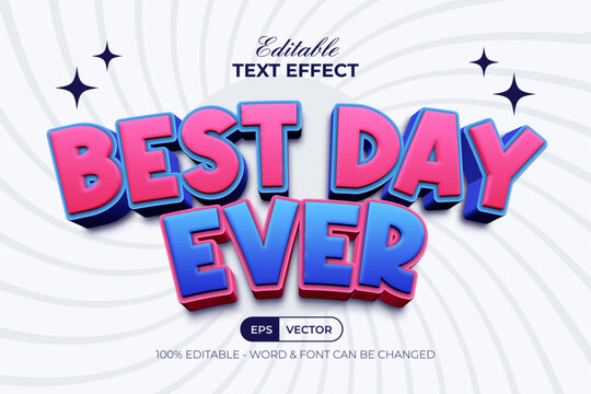 3D Text Effect Joyful Fun Curved Style. Editable Text Effect.