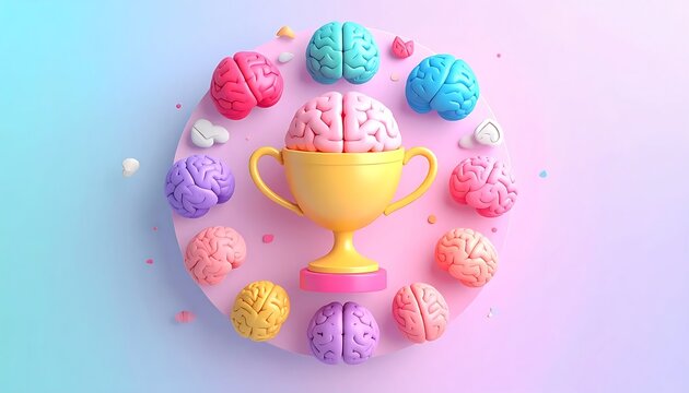 Trophy Brain Award Concept Creative Mind.