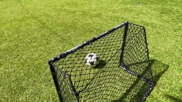 Soccer ball in goal
