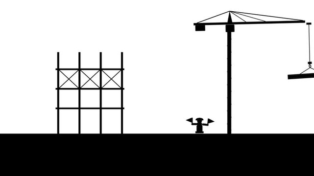 Random, satisfying silhouette video of construction work.