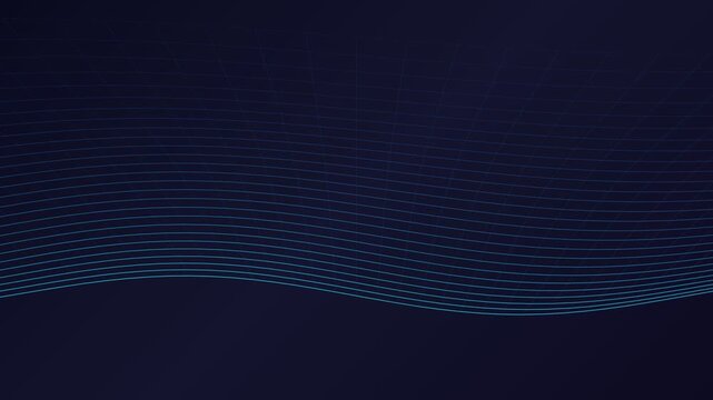 3D wireframe mesh surface wave grid perspective background, digital technology data landscape, seamless loop 4K animation