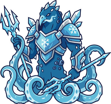 Ice Triton: Ice Triton Frost Ocean Trident Guardian Logo