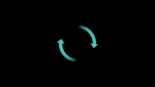Rotating Circular Arrows Refresh Reload Icon Animation Loop Isolated black Background Motion Graphic Video