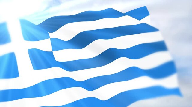 Greece Flag Seamless Loop 4k 60fps on Sky Background
