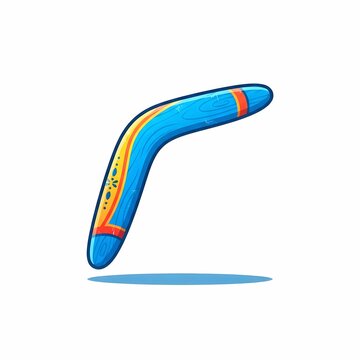 Blue wooden boomerang weapon vector design illustration