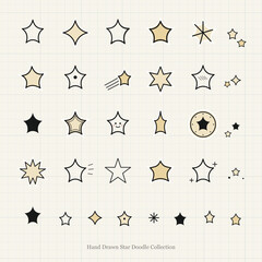 Fototapeta premium Hand Drawn Star Doodle Scrapbook Sticker Collection Vector