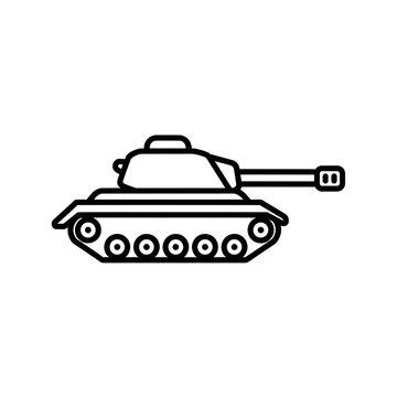 Military combat tank vector illustration in outline style