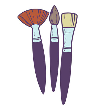 Brush set for childrens art line drawing