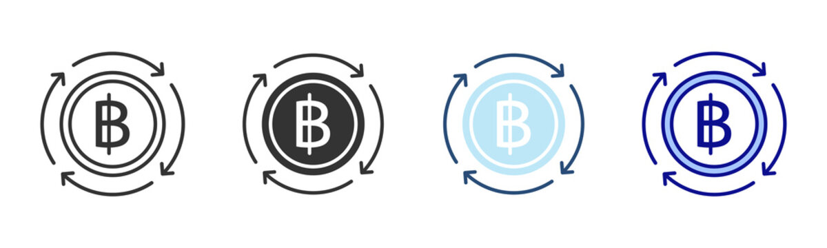 Transaction Cycle Icon Set. Designed In Multi Style