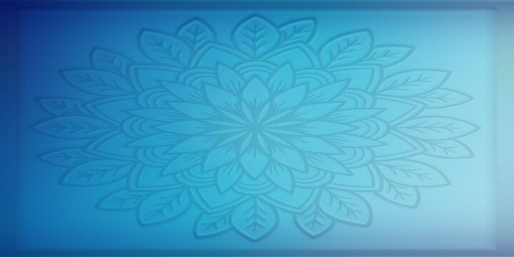 Intricate blue floral mandala pattern on soft smooth gradient background for decoration.