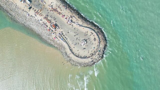 Aerial view of Ram Setu, dhanushkodi, Rameswaram Island, Tamil Nadu, India.