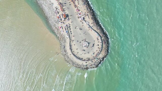 Aerial view of Ram Setu, dhanushkodi, Rameswaram Island, Tamil Nadu, India.