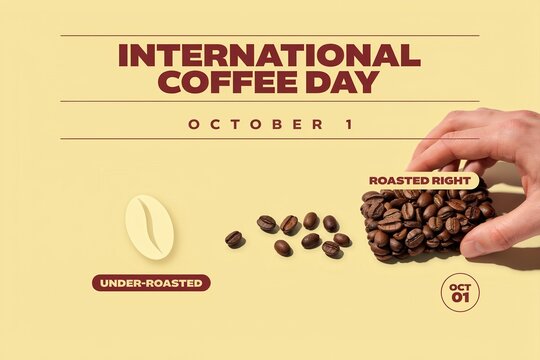 Celebrating International Coffee Day on October 1 with roasted coffee beans and global coffee culture