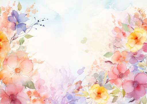 Watercolor floral border