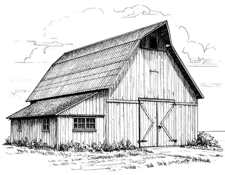 Farm Barn Pen Sketch.