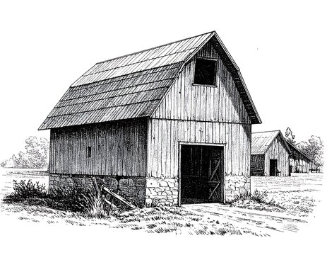 Farm Barn Sketch.