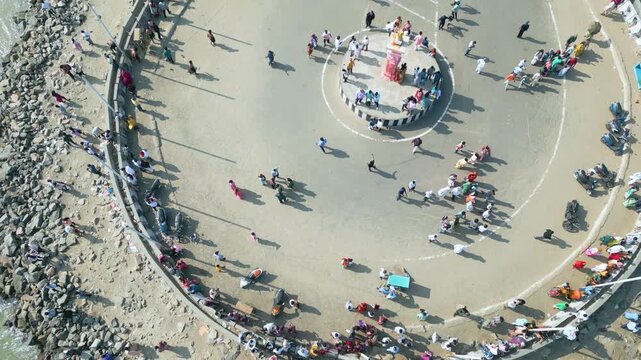 Aerial view of Ram Setu, dhanushkodi, Rameswaram Island, Tamil Nadu, India.