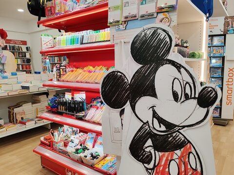 Rome, Italy - September 12, 2025, an image of Mickey Mouse, the cartoon and comic book character created in 1928 by Walt Disney and Ub Iwerks.