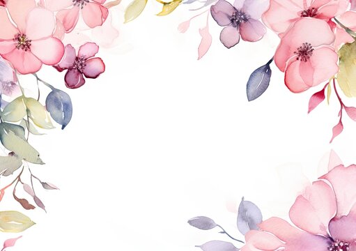 Watercolor floral border