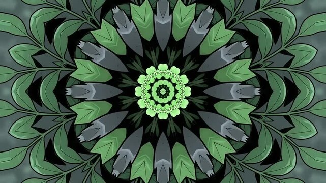 Dark olive green geometric star kaleidoscope mandala pattern with intricate symmetrical layers for modern digital artistic art aesthetic background