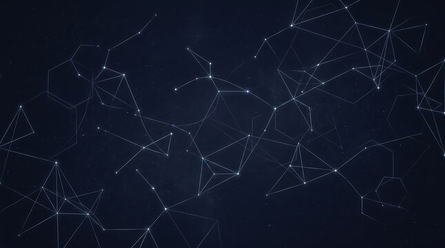 Dark Cosmic Constellation Geometry Abstract Background.