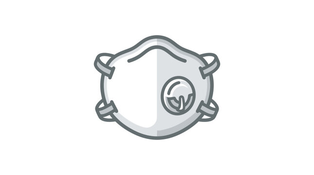 Respirator mask icon with valve, protection against dust and pollution, isolated on white background, simple vector illustration